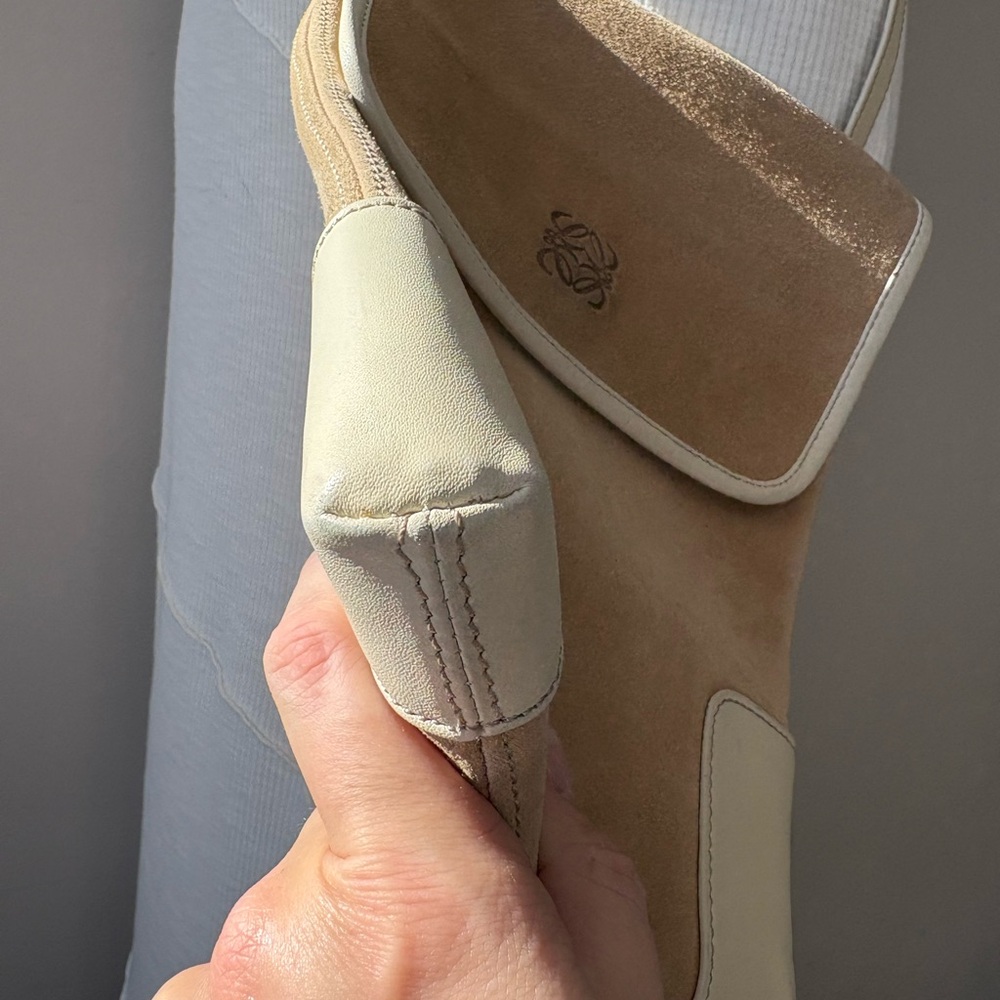 Loewe Suede and Leather Crossbody in tan and cream - Picture 11 of 15